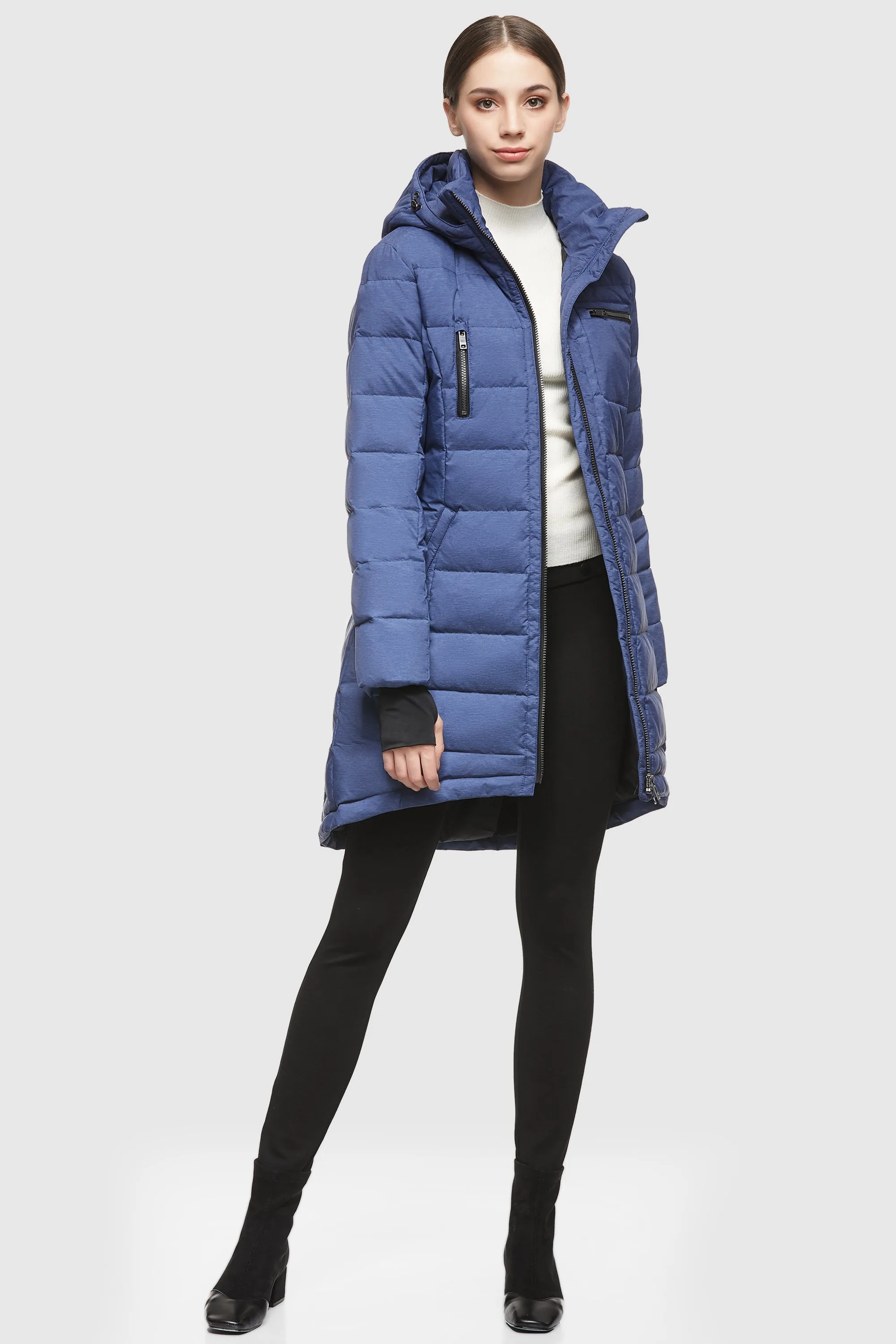 Slant Pocket Zip up Puffer Down Coat