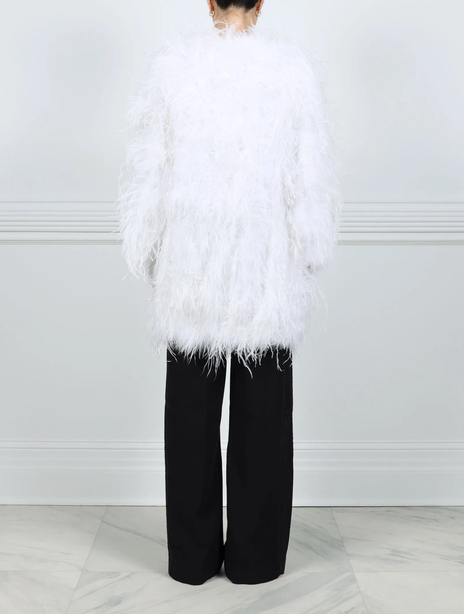 The Arya Feather Short Coat available in Black and White