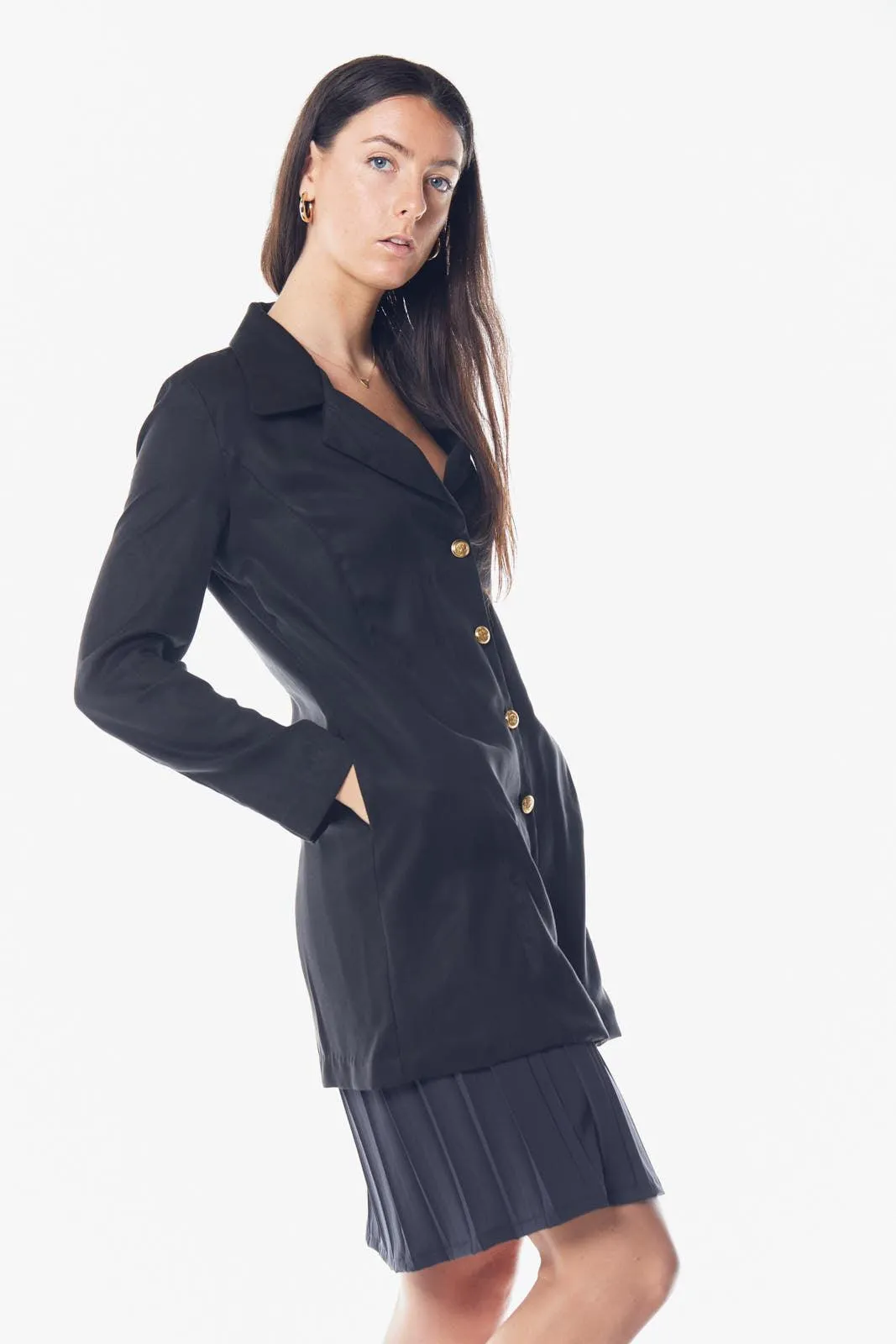 The Grace Long Blazer Dress in Black