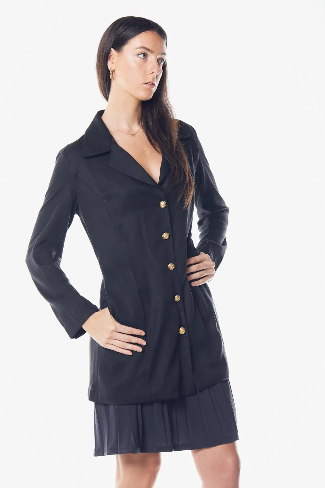 The Grace Long Blazer Dress in Black