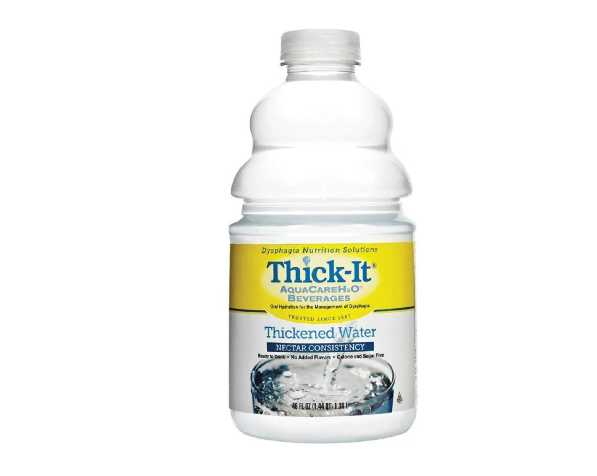 ThickIt AquaCare H2O Thickened Water Bottle Unflavored Ready to Use Nectar Consistency, 64 oz