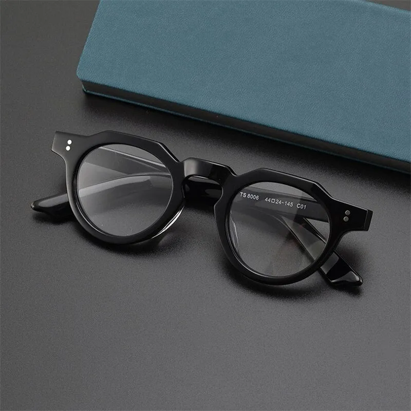 TS8006 retro thickened wide brimmed handmade glasses frame for men and women  myopia  prescription roundComputer glasses frame