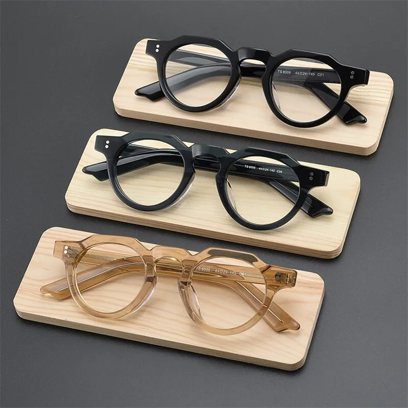 TS8006 retro thickened wide brimmed handmade glasses frame for men and women  myopia  prescription roundComputer glasses frame