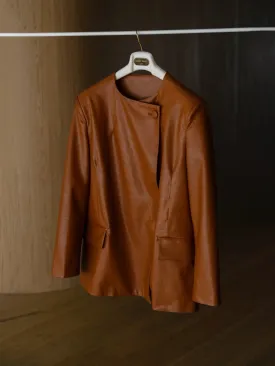 VEGAN LEATHER DOUBLE BREASTED MINI COAT