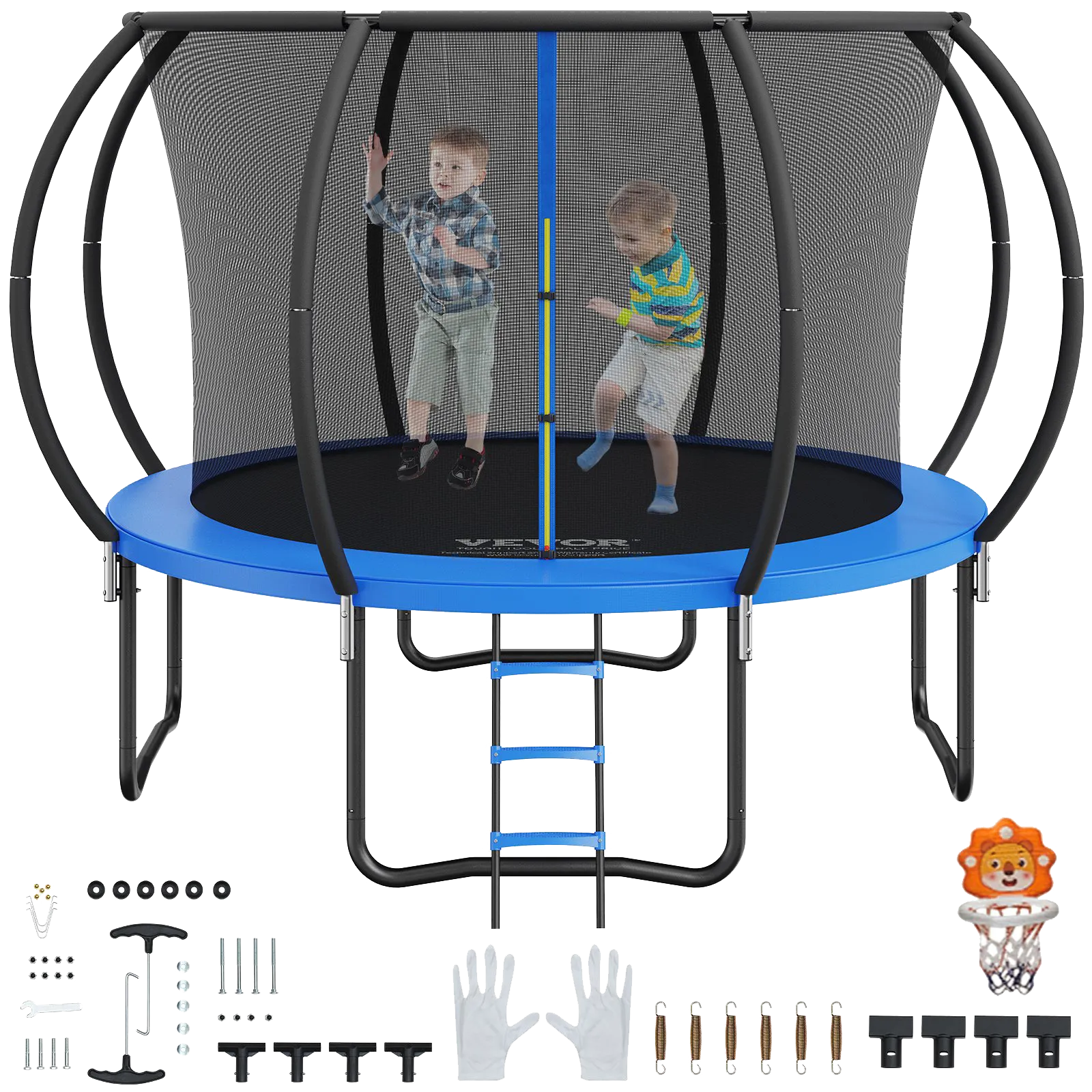 Vevor 10' Trampoline 330 Lbs. Capacity with Enclosure Net and Spring Cover Padding New