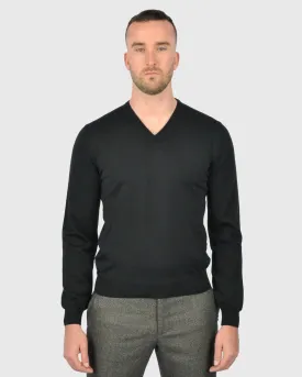 VISCONTI W23V BLACK WOOL V-NECK SWEATER