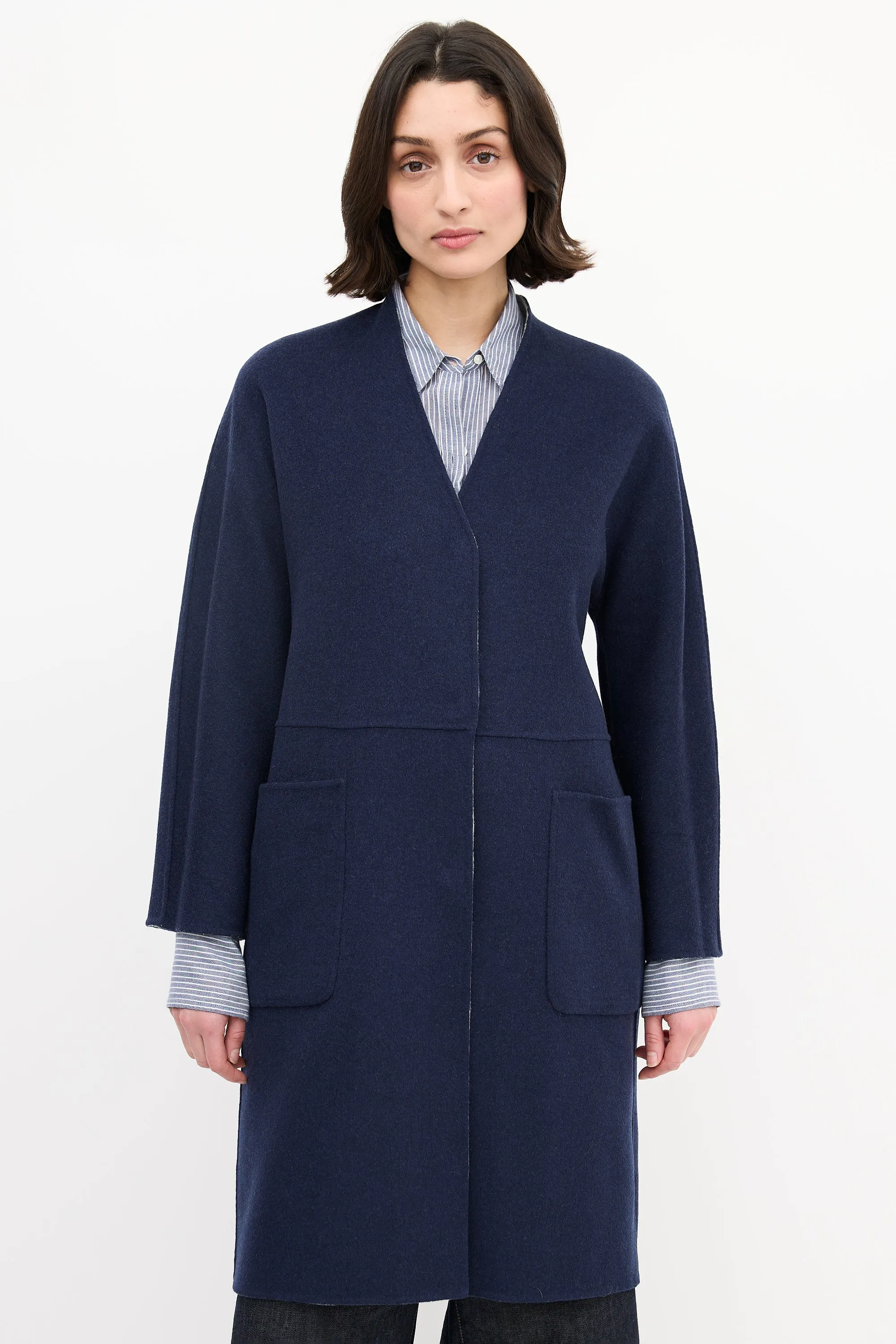 Weekend Navy & Heather Grey Wool Reversible Coat