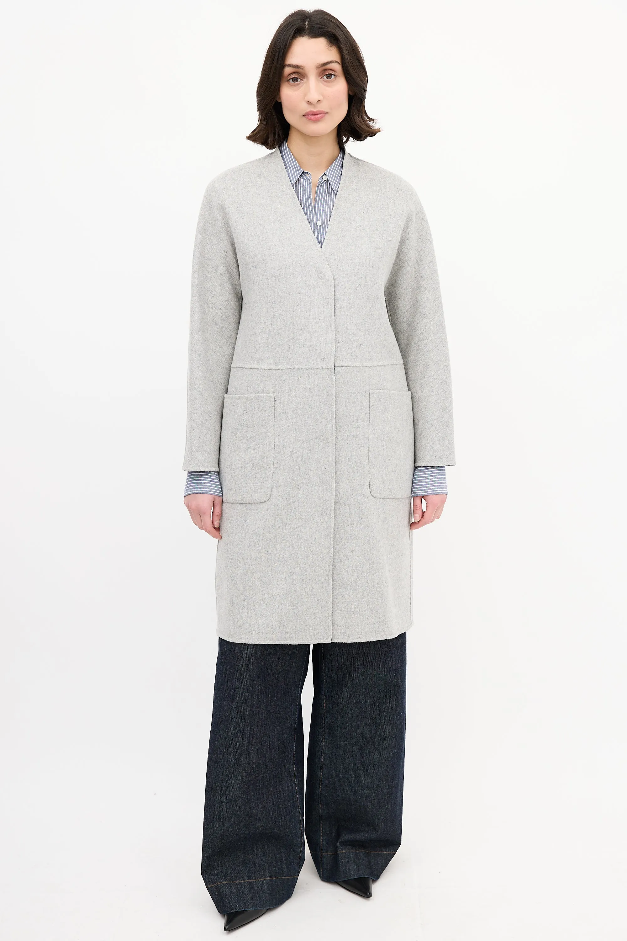 Weekend Navy & Heather Grey Wool Reversible Coat