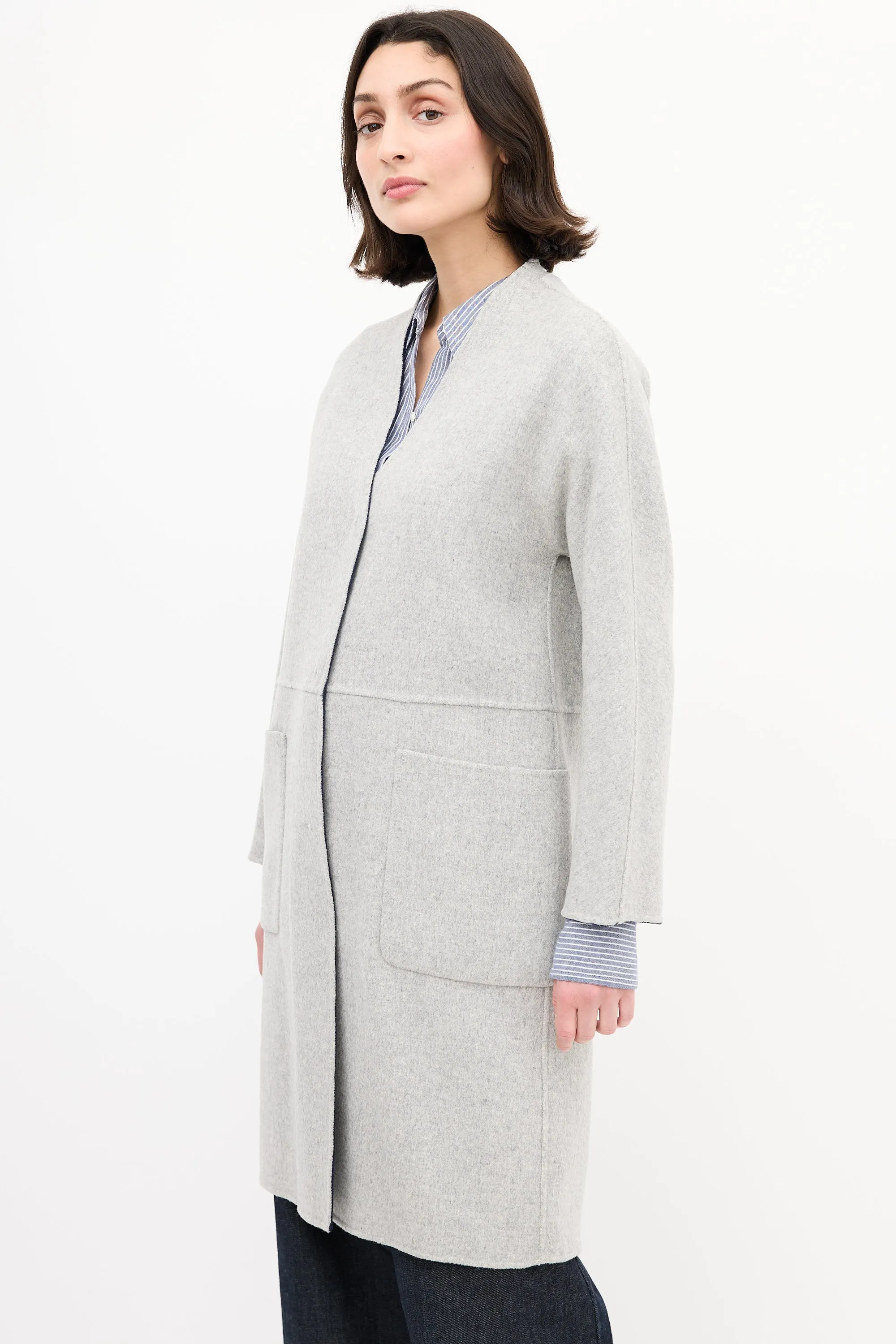 Weekend Navy & Heather Grey Wool Reversible Coat