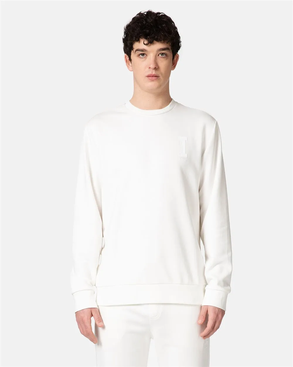 White Print Logo Sweat Shirt (Cream) - I23E05363171329