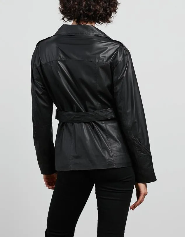 Women’s Black Sheepskin Leather Coat