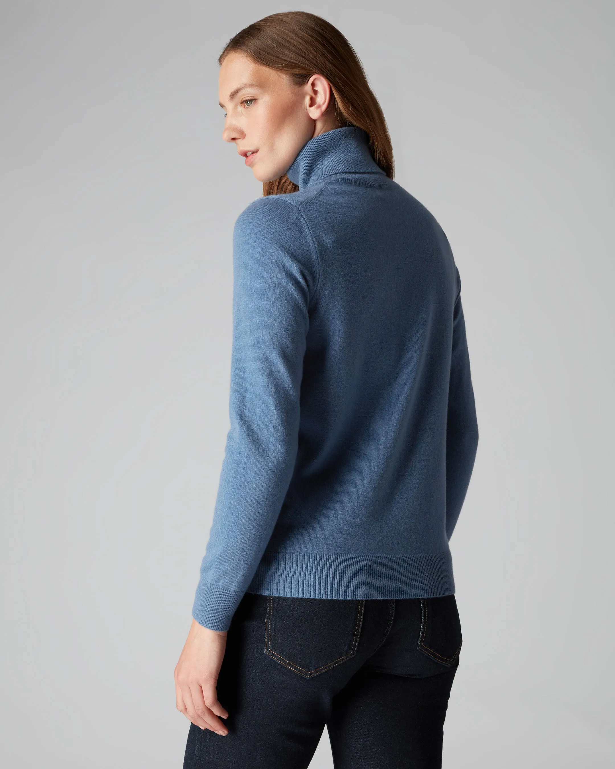 Women's Luna Roll Neck Cashmere Jumper Alpine Blue