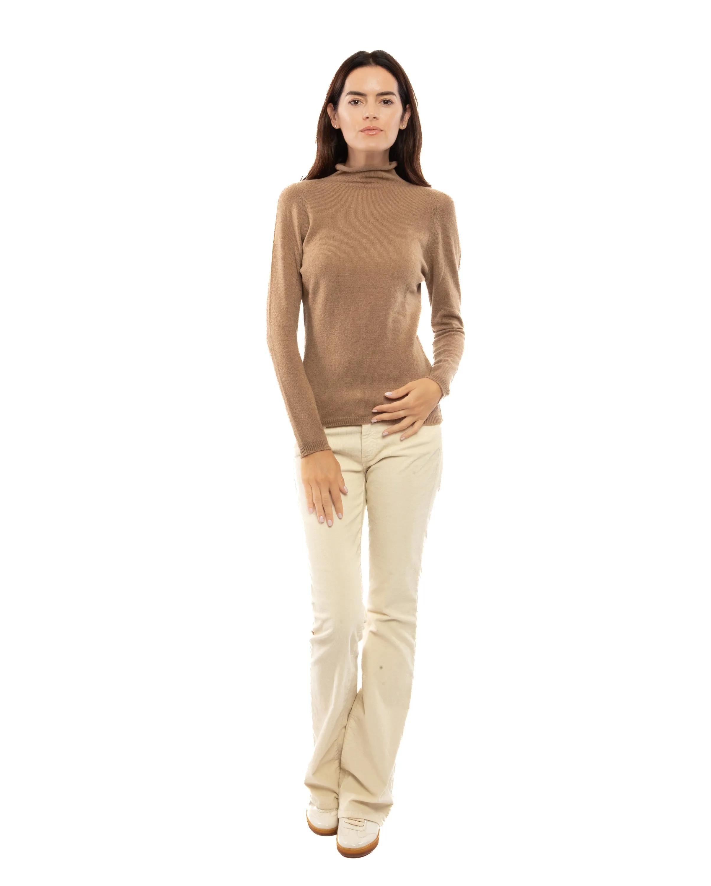 Women's Ultralight Cashmere Raglan Turtleneck Brown