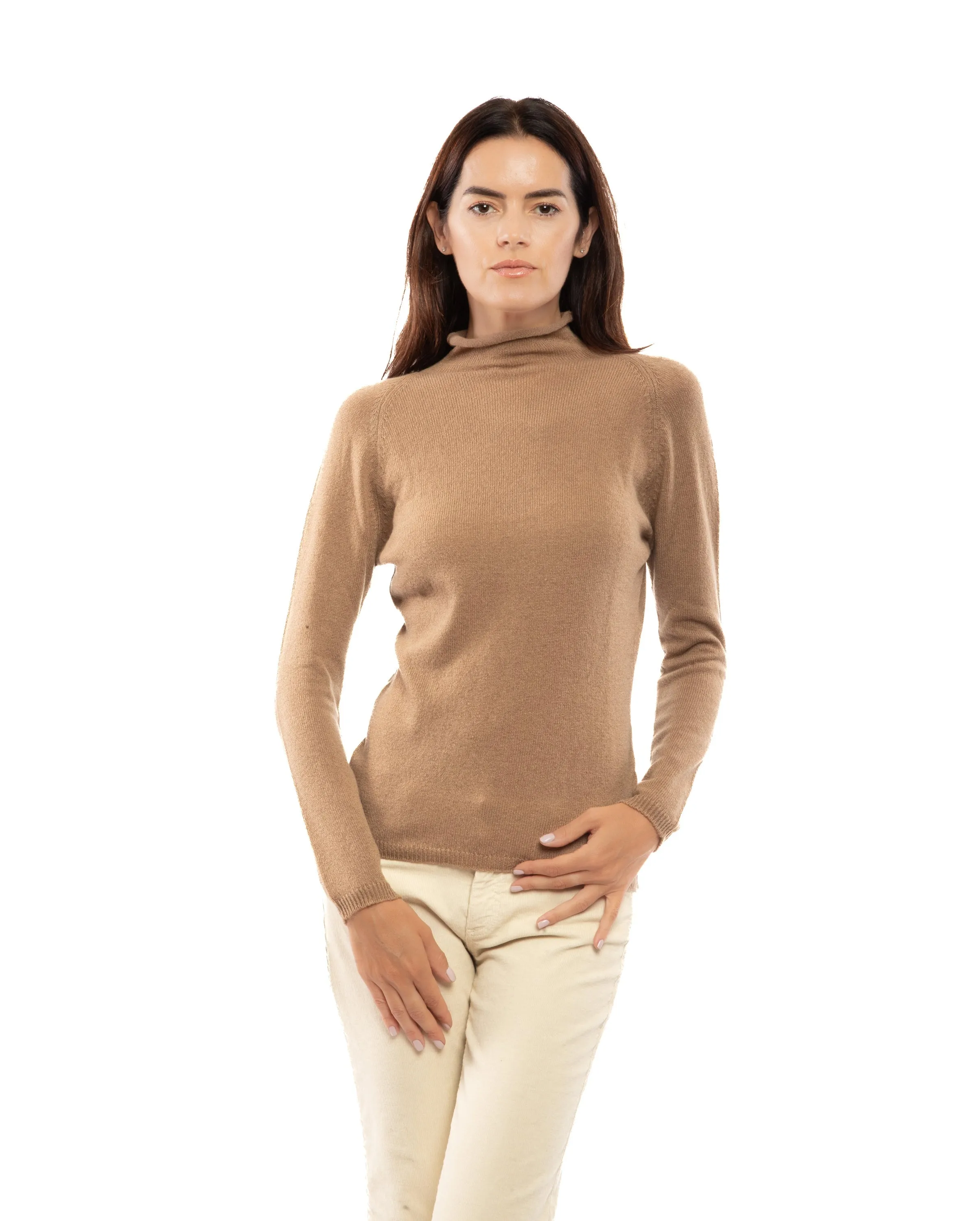 Women's Ultralight Cashmere Raglan Turtleneck Brown