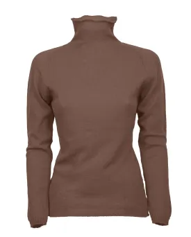 Women's Ultralight Cashmere Raglan Turtleneck Brown