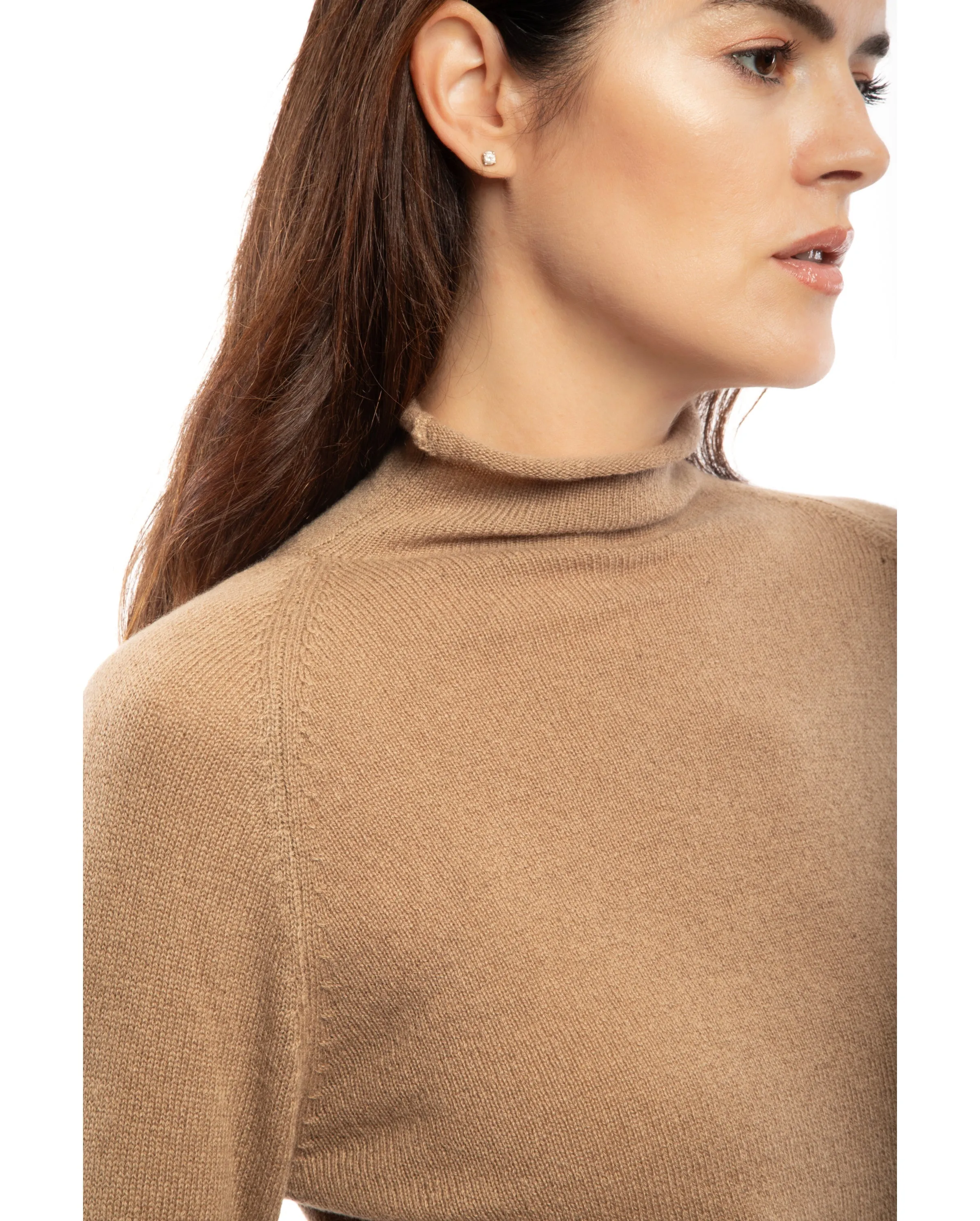 Women's Ultralight Cashmere Raglan Turtleneck Brown