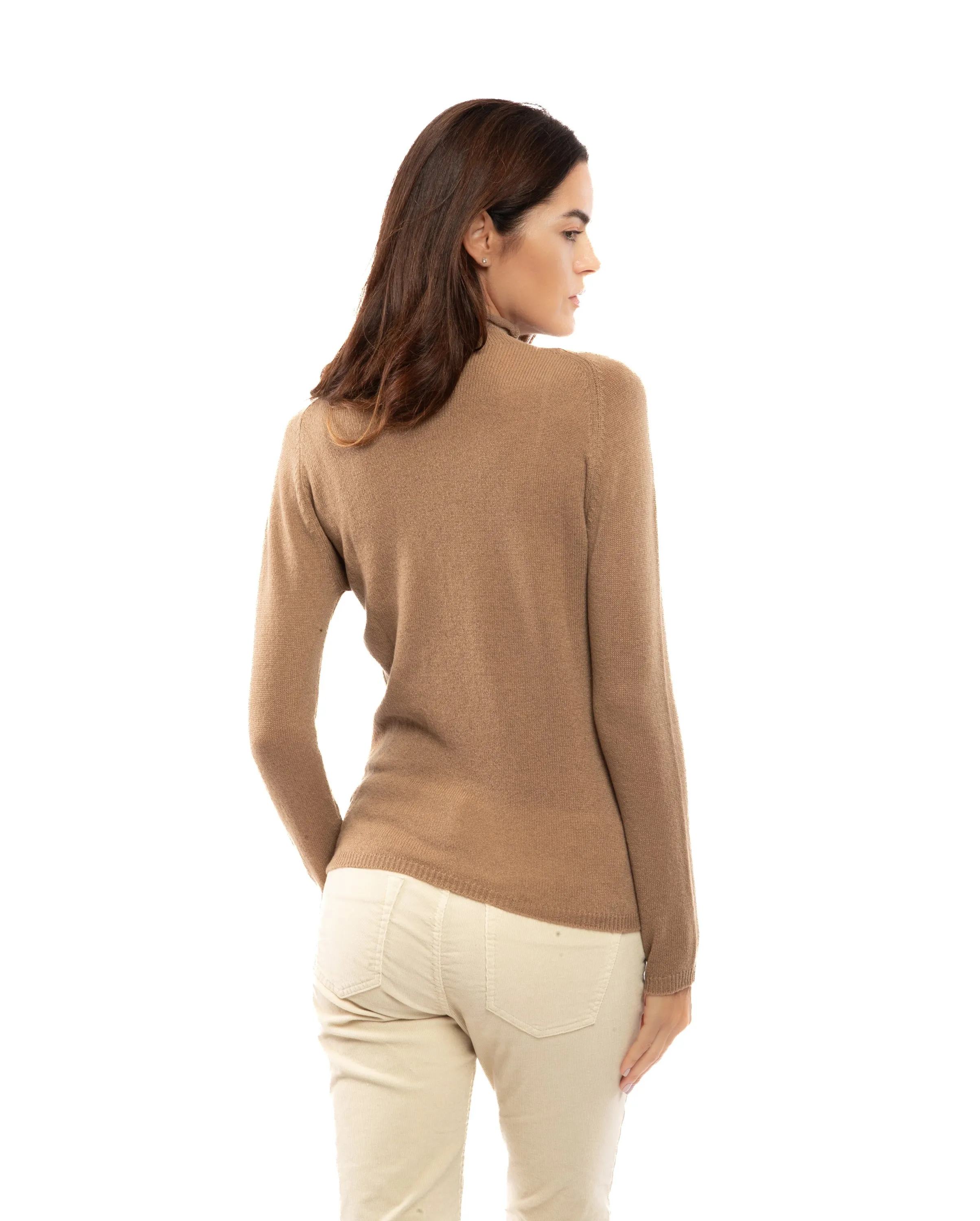 Women's Ultralight Cashmere Raglan Turtleneck Brown